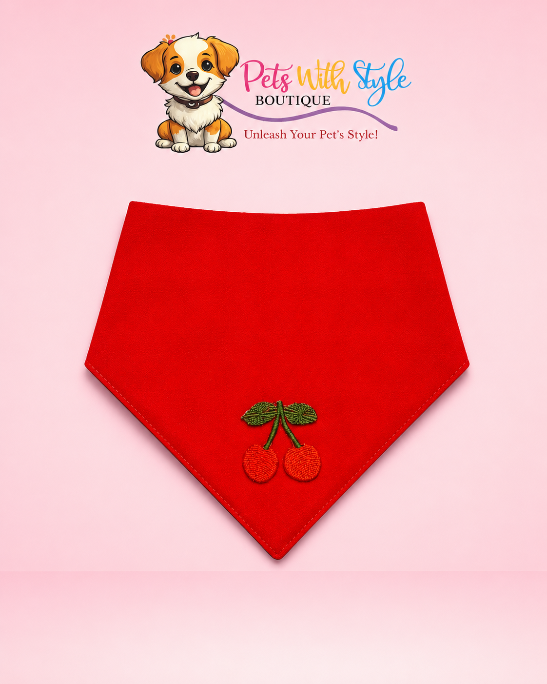 Kırmızı Kirazlı Kedi Köpek Bandana