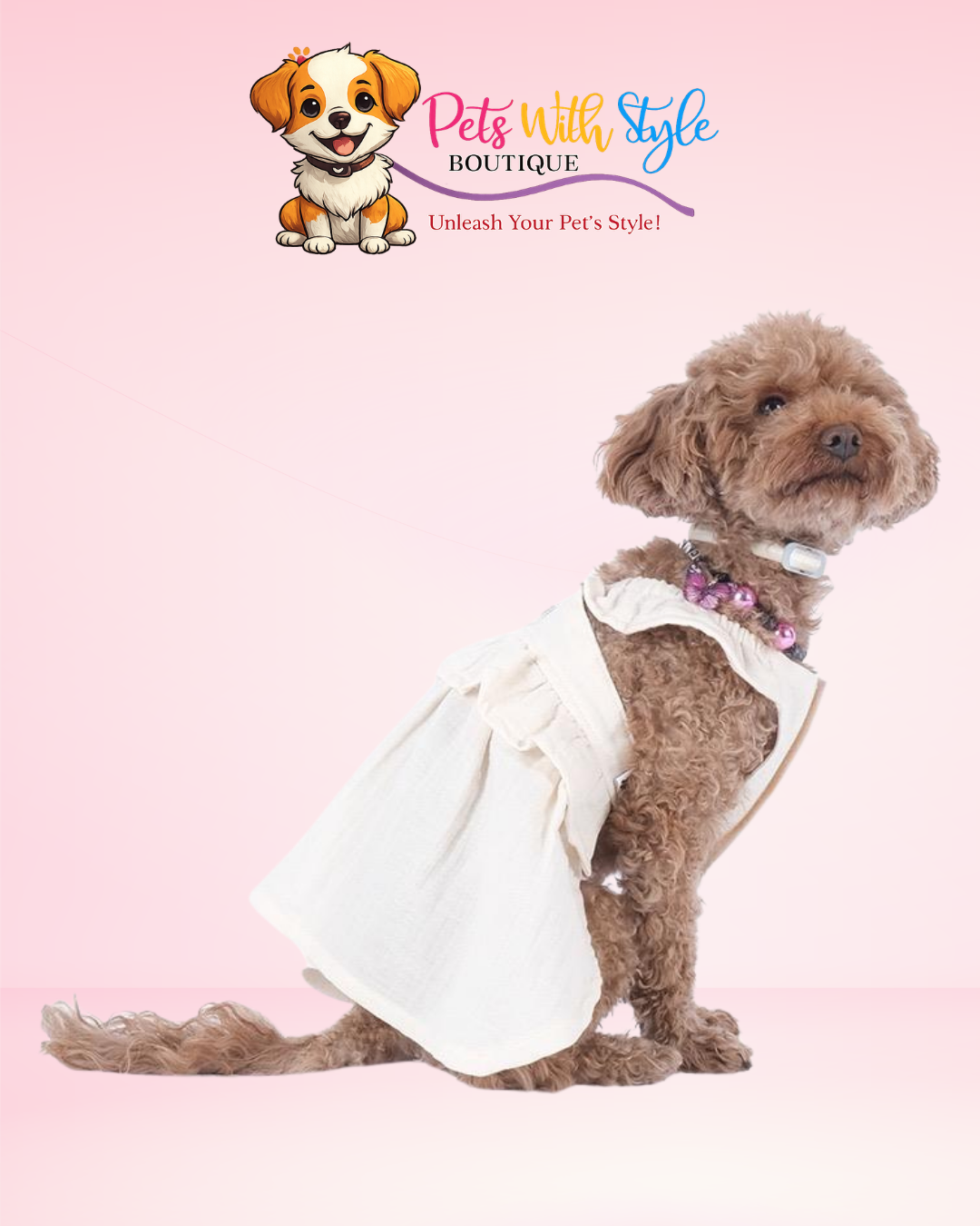 Krem Müslin Kedi & Köpek Elbise
