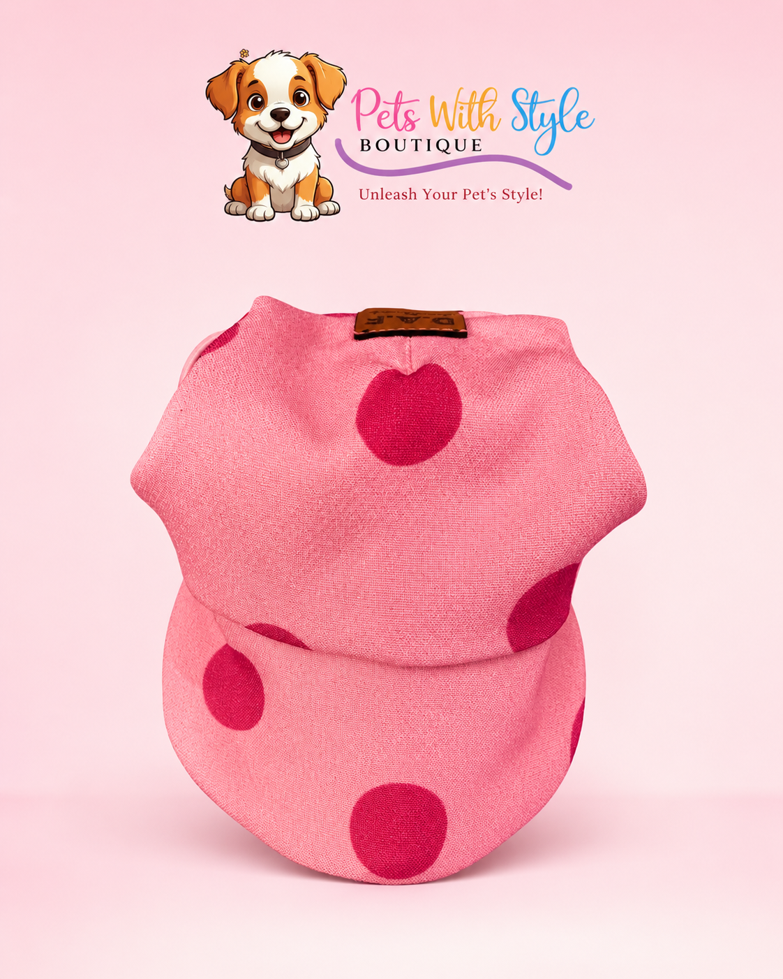 Pembe Puantiyeli Kedi Köpek Şapka