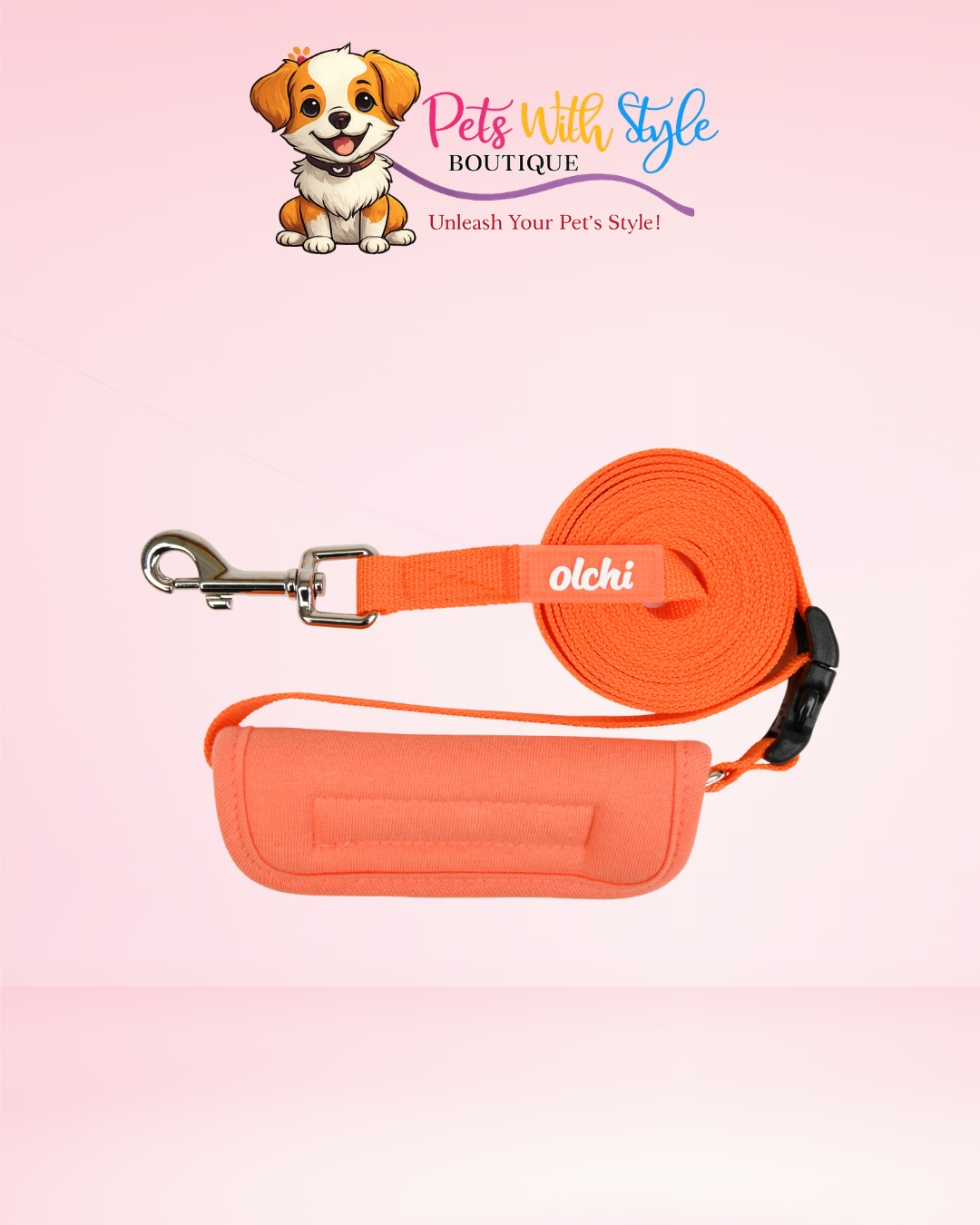 Olchi Flowers Leash Köpek Gezdirme Kayışı – Çiçekli Mor & Turuncu Tasarımlı Tasma