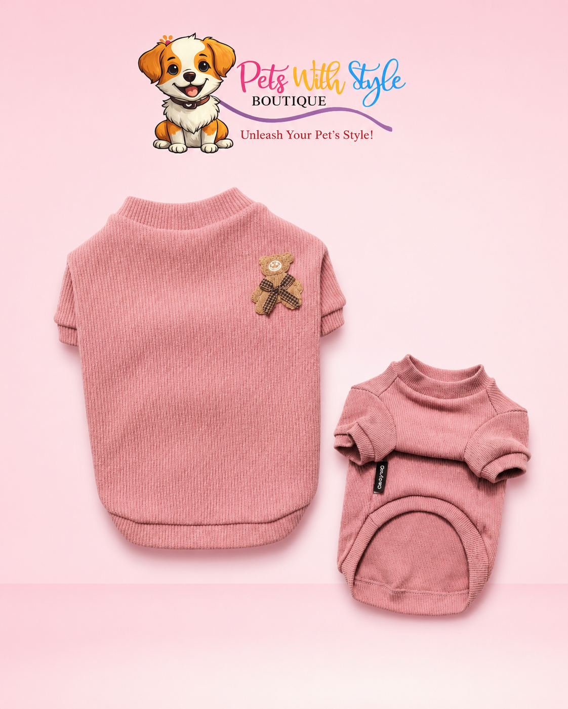 Pembe Ayıcıklı Köpek Tişört