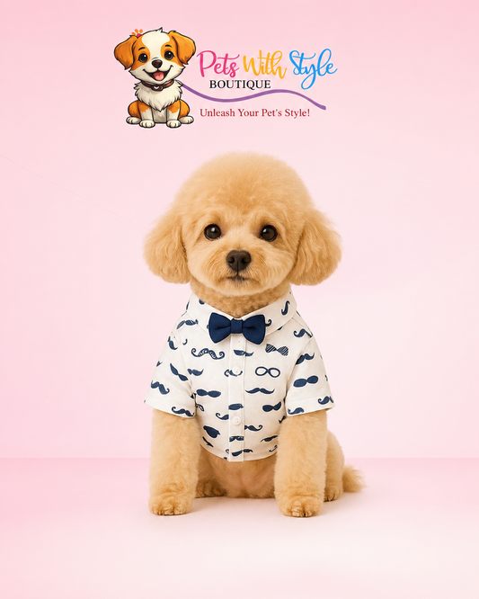 Gentleman Style Tişört – Şık Kedi Köpek Kıyafeti