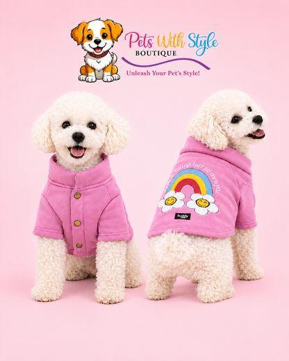 Pembe Hakim Yaka Köpek Sweat Ceket