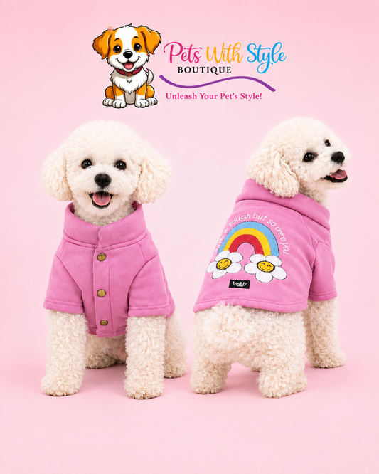 Pembe Hakim Yaka Köpek Sweat Ceket