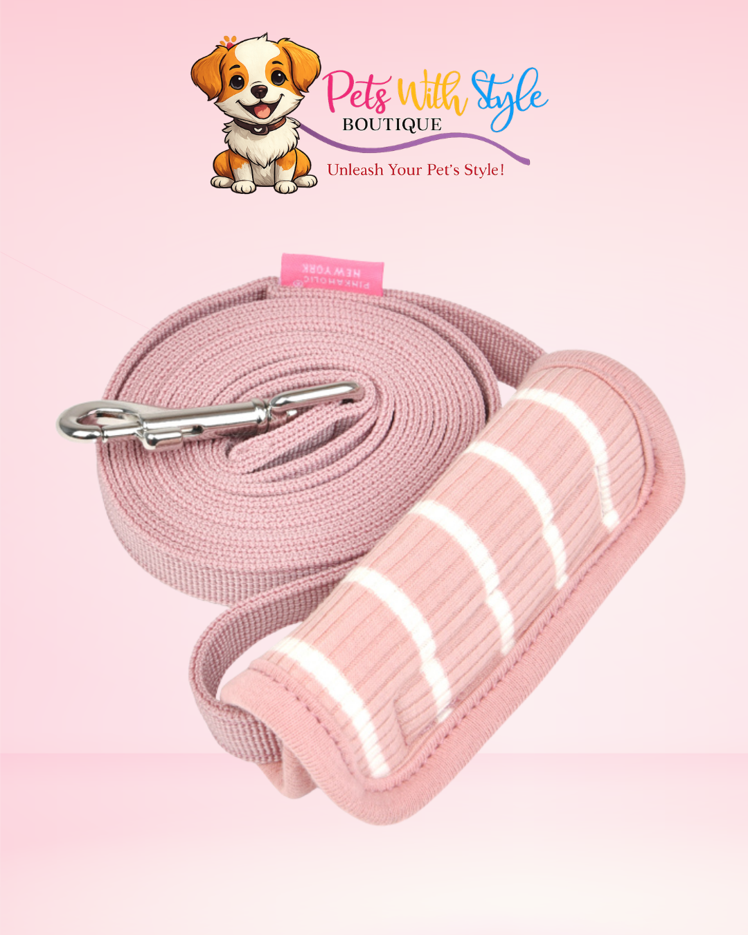 Pinkaholic Cordelia Leash Köpek Gezdirme Kayışı – Kırık Beyaz & Lacivert Klasik Tasma