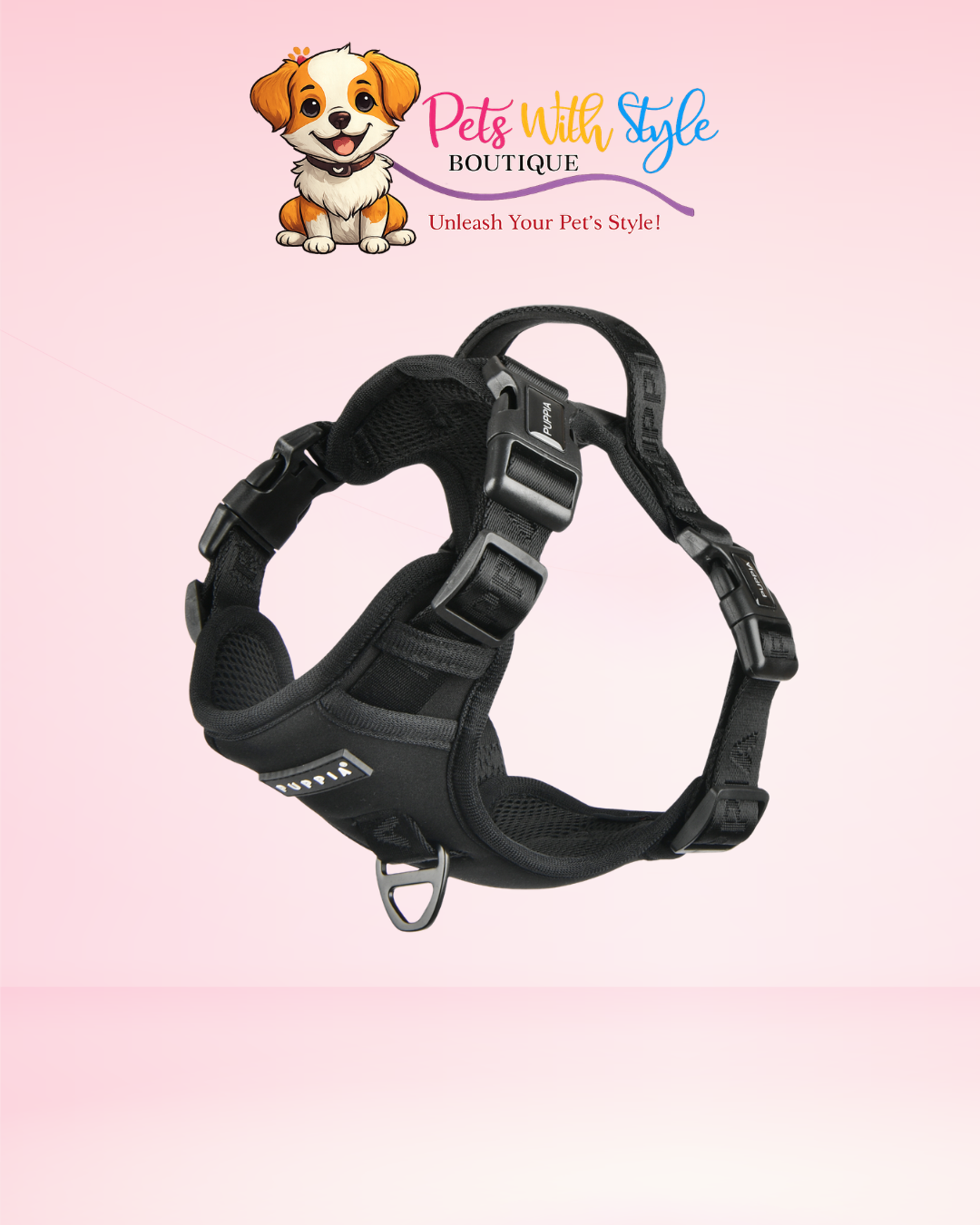 Puppia Jarek Harness Black Plaid Köpek Tasması – Siyah Ekose Koşum Göğüs Tasması