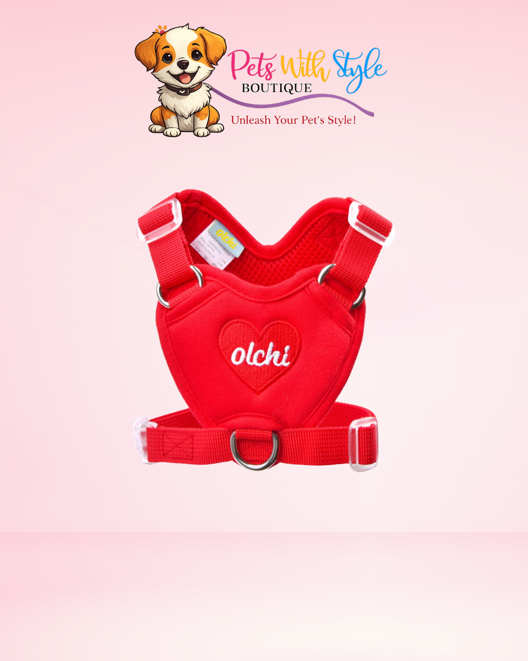 Olchi Heart Ayarlanabilir Göğüs Tasması – Kalp Tasarımlı Köpek Tasması