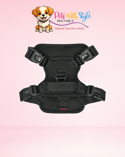 Puppia Jarek Harness Black Plaid Köpek Tasması – Siyah Ekose Koşum Göğüs Tasması