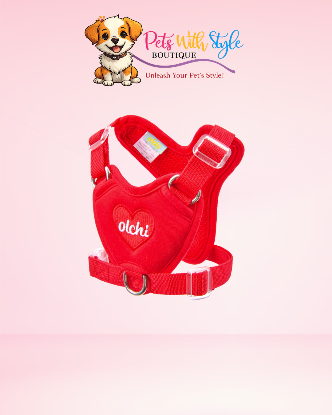 Olchi Heart Ayarlanabilir Göğüs Tasması – Kalp Tasarımlı Köpek Tasması