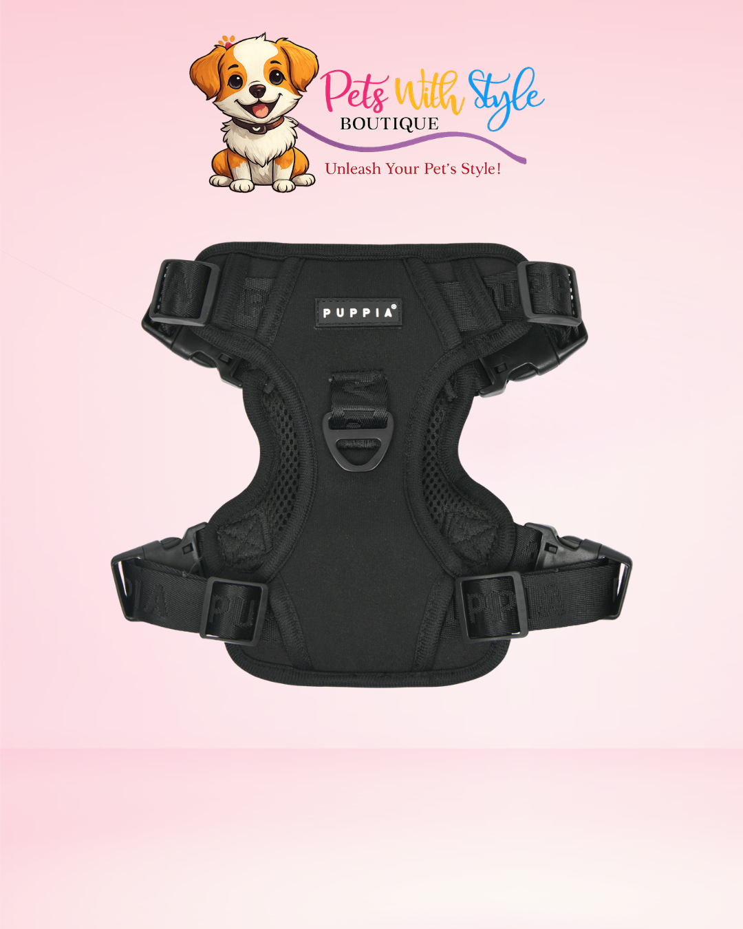 Puppia Jarek Harness Black Plaid Köpek Tasması – Siyah Ekose Koşum Göğüs Tasması