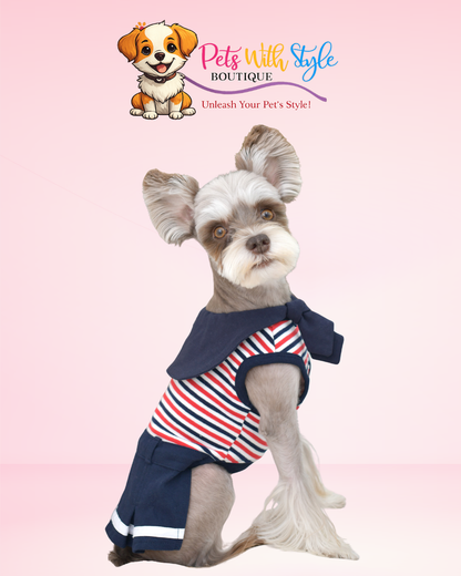 Puppia Nautical Köpek Kıyafeti – Denizcilik Temalı Şık Evcil Hayvan Kıyafeti