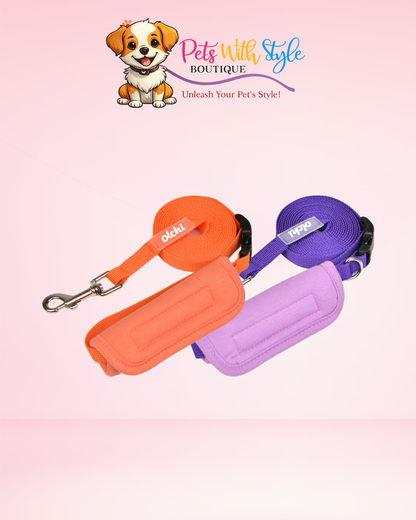 Olchi Flowers Leash Köpek Gezdirme Kayışı – Çiçekli Mor & Turuncu Tasarımlı Tasma