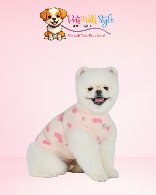 Puppia Pinkaholic Sonata of Love Köpek T-Shirt – Aşk Temalı Evcil Hayvan T-Shirt