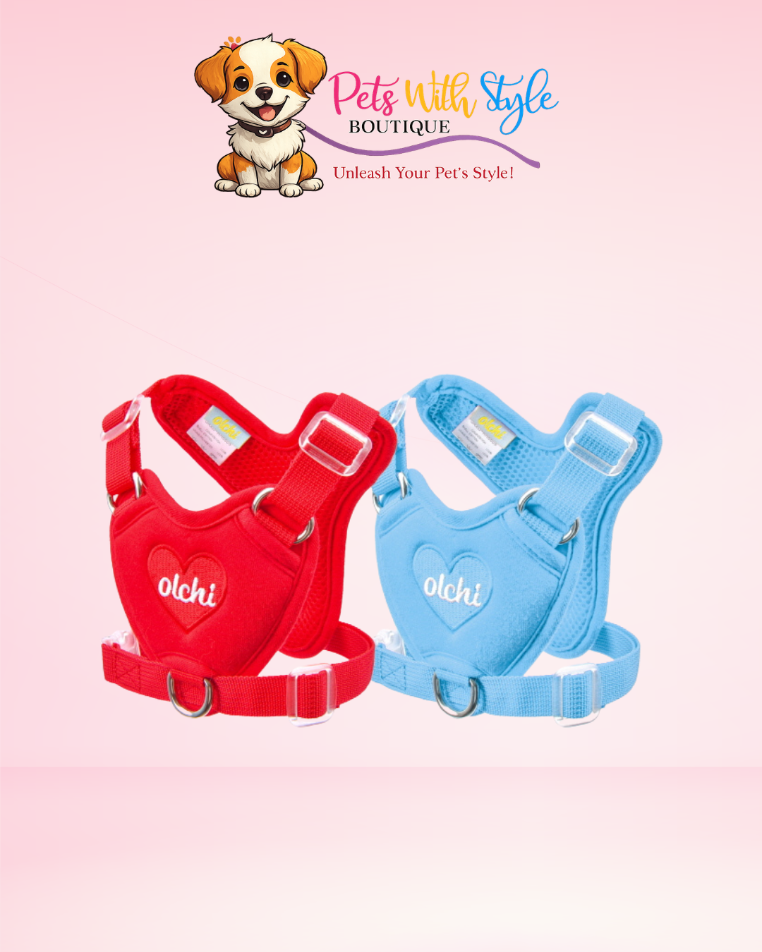Olchi Heart Ayarlanabilir Göğüs Tasması – Kalp Tasarımlı Köpek Tasması
