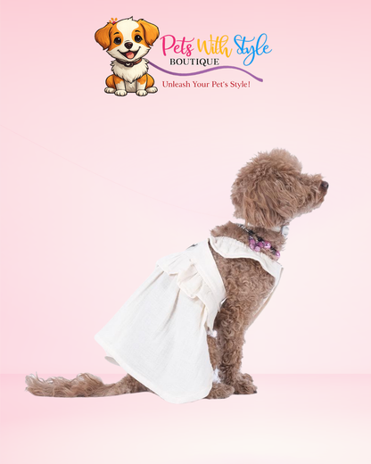 Krem Müslin Kedi & Köpek Elbise