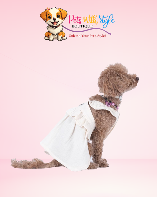 Krem Müslin Kedi & Köpek Elbise
