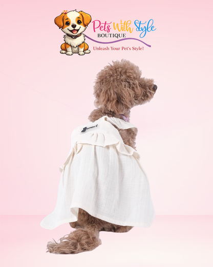 Krem Müslin Kedi & Köpek Elbise