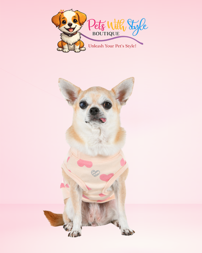 Puppia Pinkaholic Sonata of Love Köpek T-Shirt – Aşk Temalı Evcil Hayvan T-Shirt