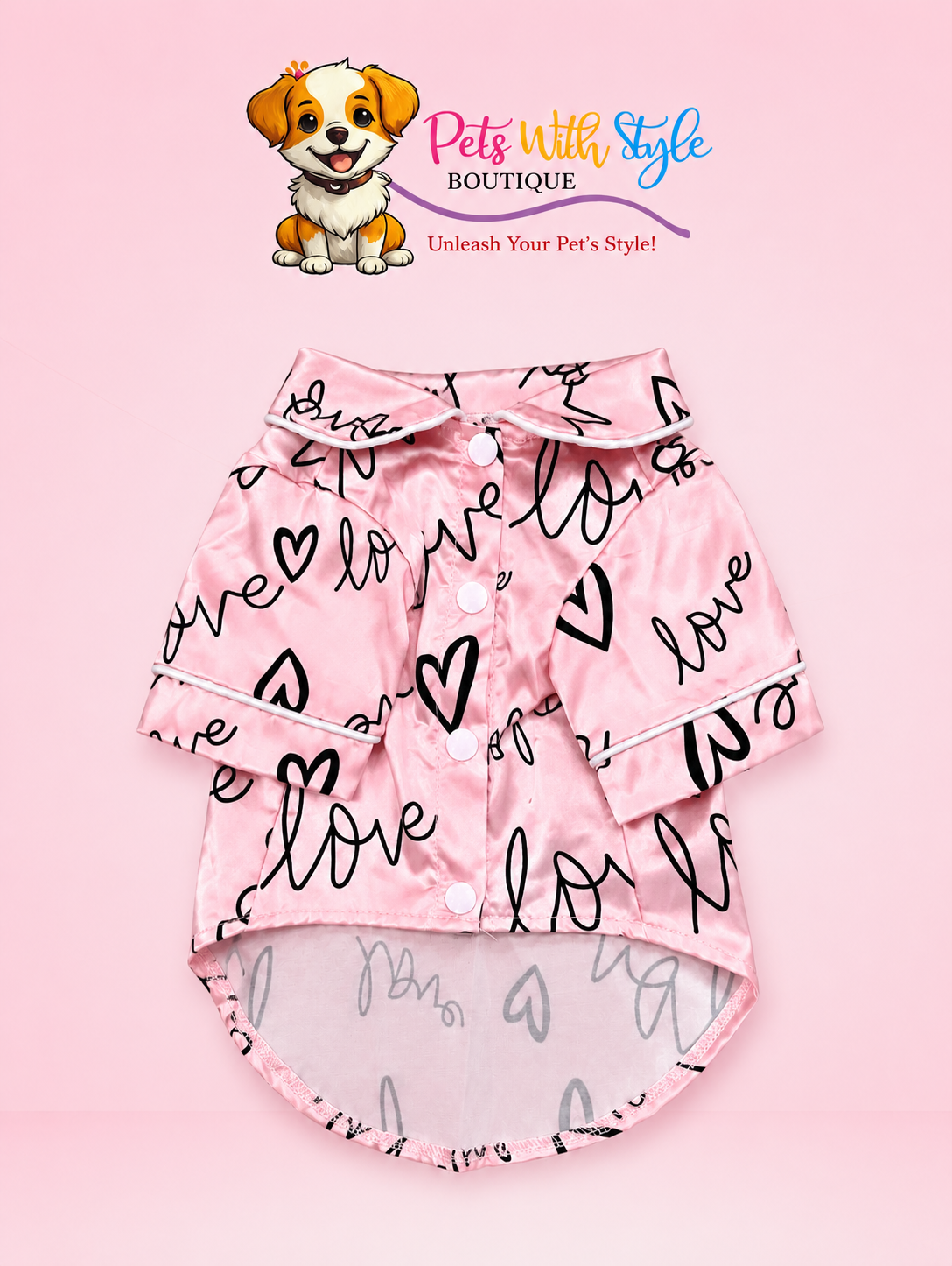 Love Kedi Köpek Pijama – Sevimli & Rahat Evcil Hayvan Kıyafeti