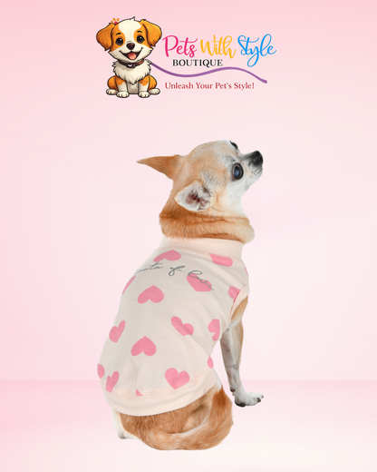 Puppia Pinkaholic Sonata of Love Köpek T-Shirt – Aşk Temalı Evcil Hayvan T-Shirt