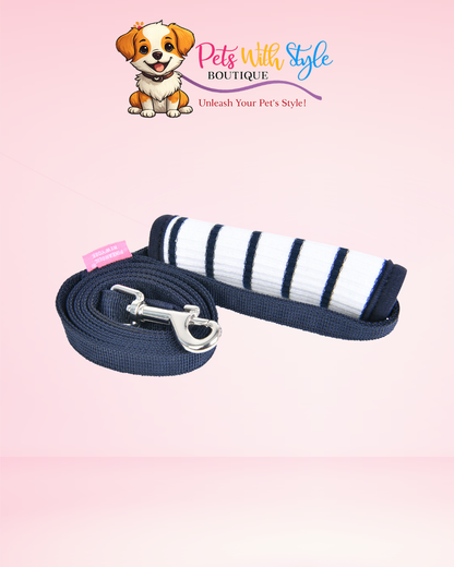 Pinkaholic Cordelia Leash Köpek Gezdirme Kayışı – Kırık Beyaz & Lacivert Klasik Tasma