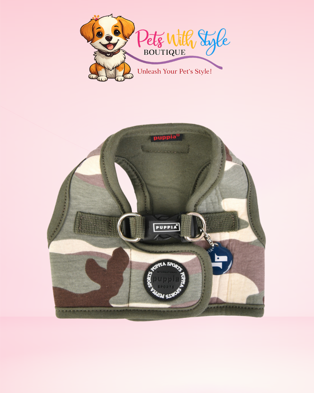 Puppia Lance Harness B Pava Köpek Göğüs Tasması – Tavus Kuşu Desenli Koşum Tasması