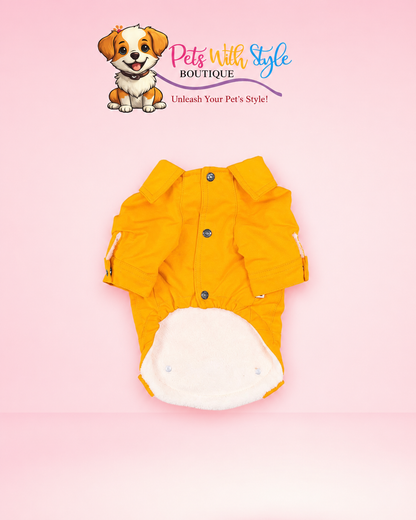 Sarı Cancun Çıtçıtlı Kedi Köpek Ceketi