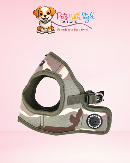 Puppia Lance Harness B Pava Köpek Göğüs Tasması – Tavus Kuşu Desenli Koşum Tasması