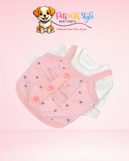 Olchi Ribbon Layered Pattern Köpek Kıyafeti – Katmanlı Kurdeleli Evcil Hayvan Kıyafeti