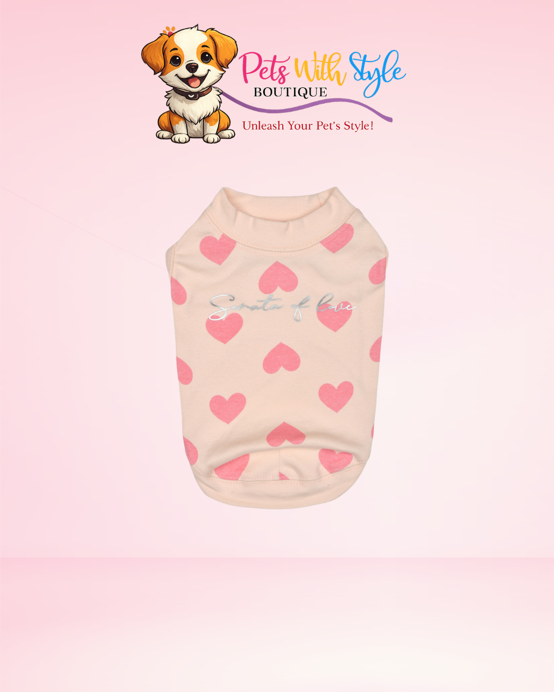 Puppia Pinkaholic Sonata of Love Köpek T-Shirt – Aşk Temalı Evcil Hayvan T-Shirt