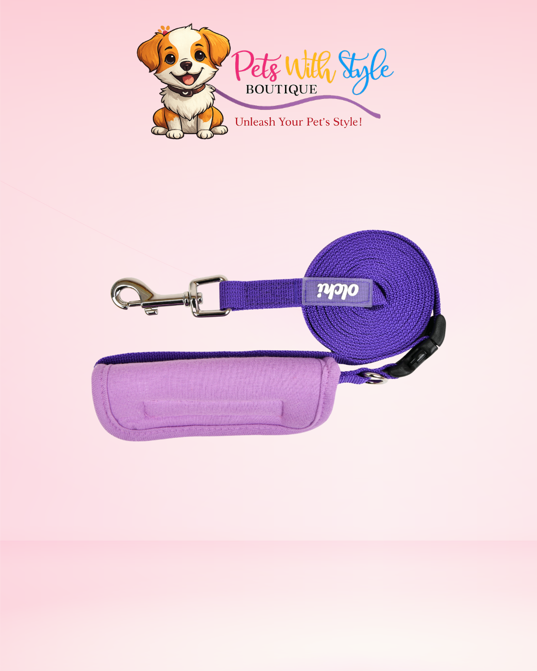 Olchi Flowers Leash Köpek Gezdirme Kayışı – Çiçekli Mor & Turuncu Tasarımlı Tasma