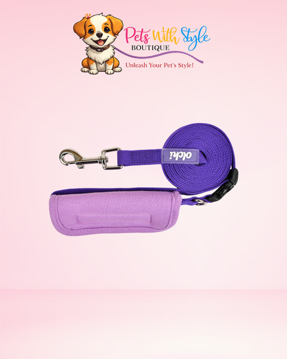 Olchi Flowers Leash Köpek Gezdirme Kayışı – Çiçekli Mor & Turuncu Tasarımlı Tasma