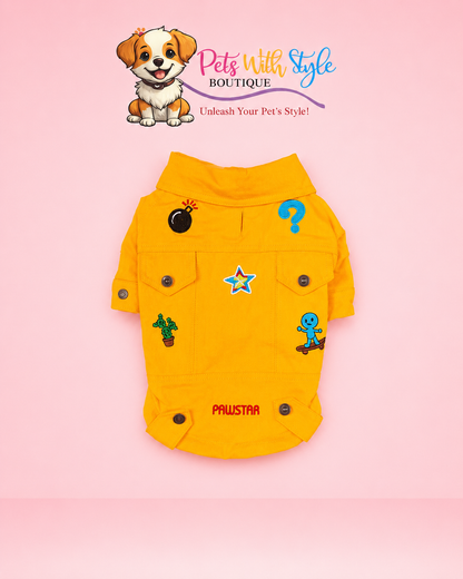 Sarı Cancun Çıtçıtlı Kedi Köpek Ceketi