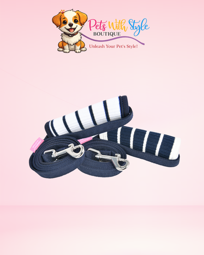 Pinkaholic Cordelia Leash Köpek Gezdirme Kayışı – Kırık Beyaz & Lacivert Klasik Tasma