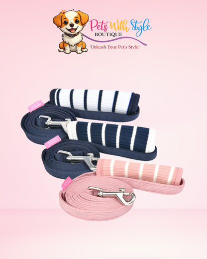 Pinkaholic Cordelia Leash Köpek Gezdirme Kayışı – Kırık Beyaz & Lacivert Klasik Tasma