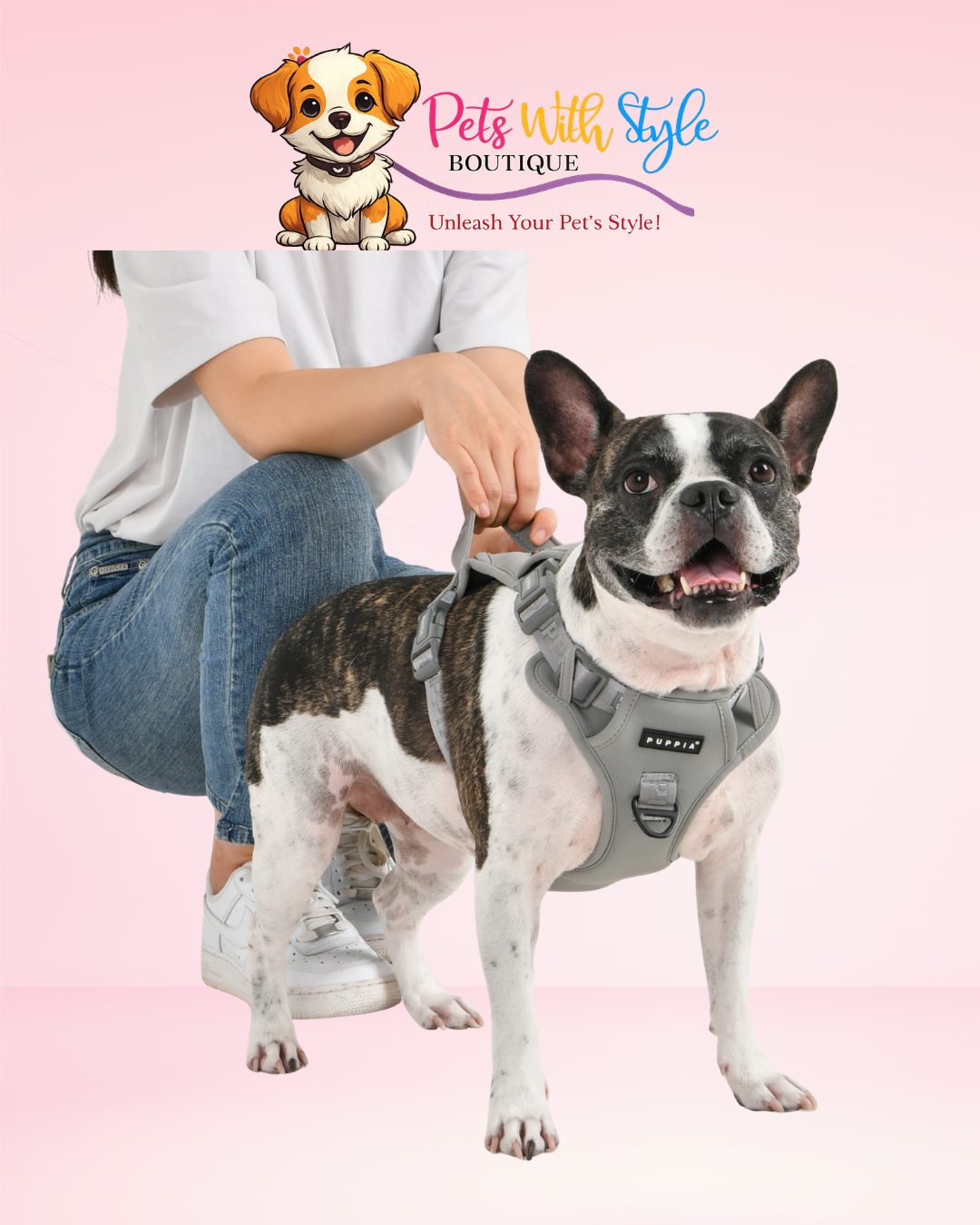 Puppia Jarek Harness Black Plaid Köpek Tasması – Siyah Ekose Koşum Göğüs Tasması