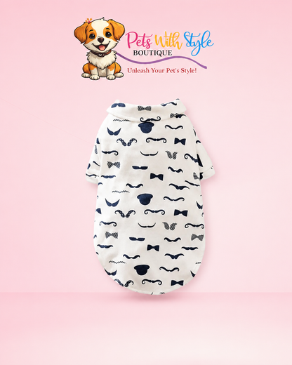 Gentleman Style Tişört – Şık Kedi Köpek Kıyafeti
