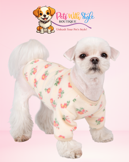 Olchi Flower Button Köpek Kıyafeti – Çiçekli Düğmeli Evcil Hayvan Kıyafeti
