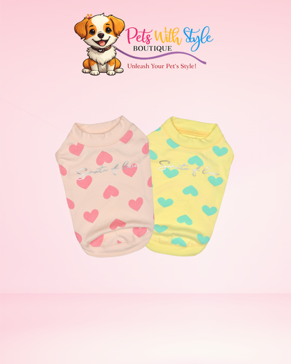 Puppia Pinkaholic Sonata of Love Köpek T-Shirt – Aşk Temalı Evcil Hayvan T-Shirt