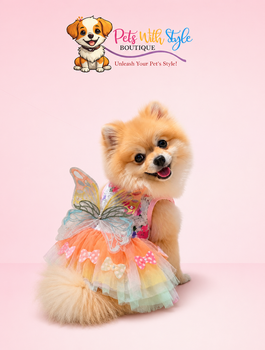 Kelebek Peri Köpek Elbise